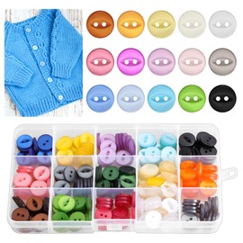 240PCS Baby Resin Buttons 14mm Round Fisheye Buttons Mixed Buttons Round 15 Color Resin Button with Storage Box 2 Hole Buttons for Baby Cardigans Cream Buttons for Sewing Knitting Arts Crafts DIY
