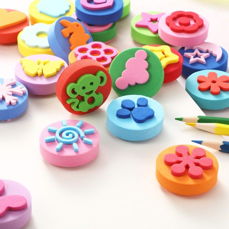 Outus 24 Pcs EVA Painting Sponges Foam Painting Stamper Double-Side