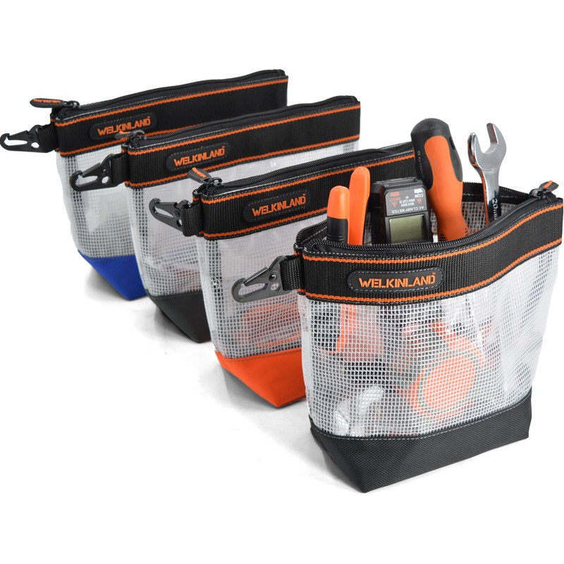 WELKINLAND 10-Inch Clear Tool Pouch Organizer - 4 Pcs Zipper