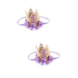 SAFIGLE 2pcs Kids Crown Toddler Tiara 1st Birthday Glitter Kids Headband 1st Birthday Headband First Birthday Flower Tiara Bonnets for Babies Crown Party Favors Caps Pet Purple Baby Number