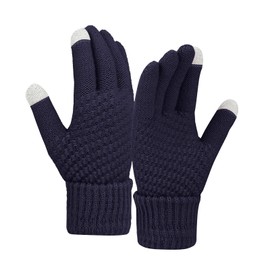 Gloves Mittens Women Cold Weather Women Winter Wool Warm Gloves Solid Color Fleece Knitted Cold Proof Gloves Gloves Mittens (B, One Size)