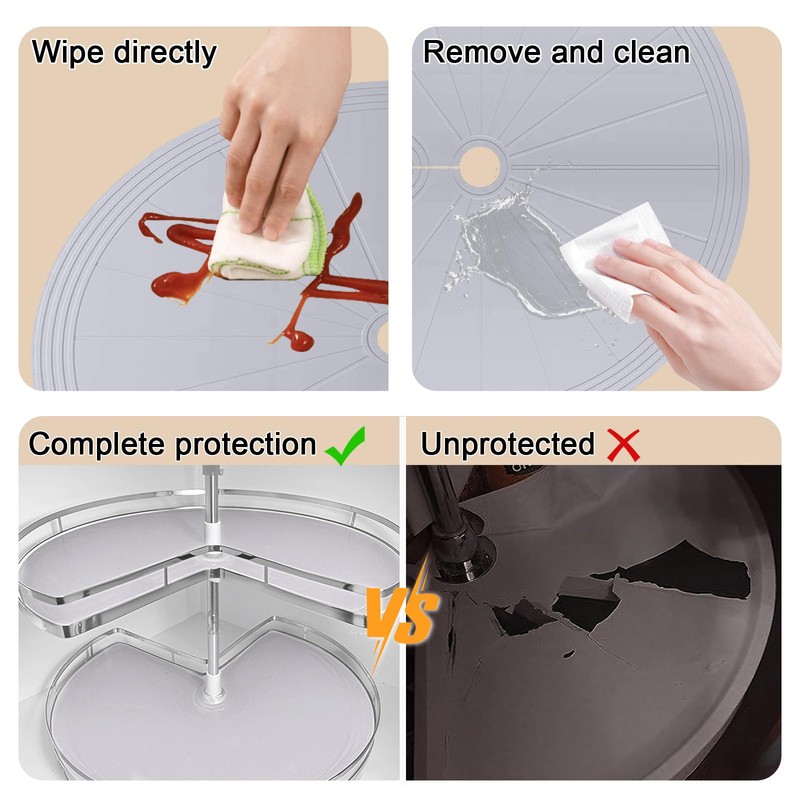 Lazy Susan Silicone Shelf Liner – Non-Slip Dual Tier Pie