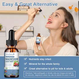 Mulittea Magnesium Glycinate 1500mg Liquid Drop for Calm, Stress, Sleep, Leg Cramp, Heart