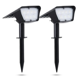 EMANER Landscape Lights Outdoor Solar Powered, 2-Pack 80W Equivalent, Dusk to Dawn Path Lights Daylight, Solar Uplights for Tree, 2-in-1 Wireless Low Volt Garden Backyard Floodlights