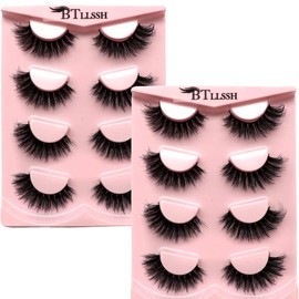 8Pairs Wispy Mink Lashes Fluffy Eye Lashes Natural Look 5D Volume Fake Eyelashes Pack 3D622 by BTLLSSH