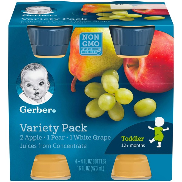Gerber Juice Fruit 2 Apple, 1 Pear, 1 White Grape Juices from Concentrate Variety (Pack of 10)