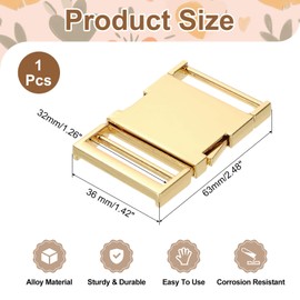 uxcell Metal Quick Side Release Buckle, 38mm/1.5" Collar Buckles Clip Flat Webbing Backpack Buckle for Leather Strap Collar Harness, Light Gold