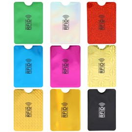 KALIONE 9Pieces Multi-color RFID Card Holders, RFID Blocking Sleeves, Portable RFID Credit Card Sleeves, Medicare Card Credit Card Protector Sleeves, Anti-Thift Credit Card Holder Wallet for Women Men