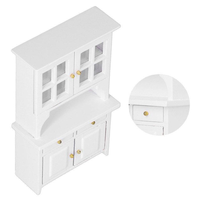 1:12 Dollhouse Cabinet Wooden Simulated Miniature Kitchen Furniture Decoration AccessoriesWhite