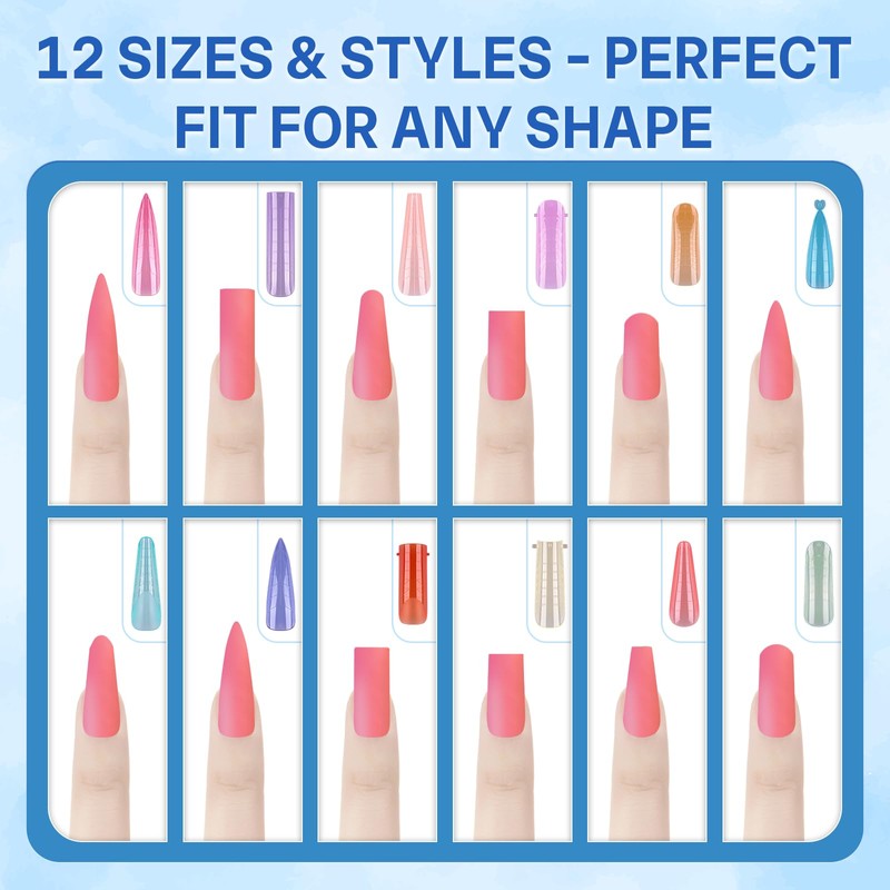 AMiLHiTon 288 formas de uñas dobles para gel constructor y