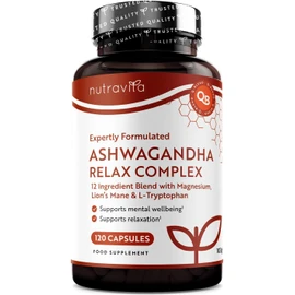 Ashwagandha KSM-66 7200mg Before Extraction, Relax Complex with Magnesium, Lion's Mane L-Tryptopha, Supports Relaxation, Mental Wellbeing & Reduction in Fatigue - 120 Capsules by Nutravita