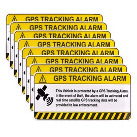 8 Pcs Anti-Theft GPS Tracking Sticker Set, Self Adhesive Car Stickers and Decals with Warning Sign or Static Cling Decal Inside Car Window, Motorcycle, Bike, Vehicle Anti-Theft Security Sign(Yellow)
