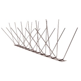 Bird Barrier Dura-Spike Stainless Steel Bird Spikes | Metal Pin Strips for Ledge, Roof, Pipe - Adhesive Included - Wide (5 in) 25 Ft. Length