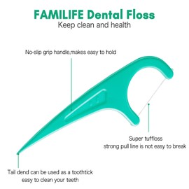 FAMILIFE Floss Picks, 240 Count Mint Dental Floss Cleaner, Tooth Picks Flossers with 4 Travel Handy Cases, Helps to Fight Tooth Decay and Keep Your Teeth Clean, Flossing Sticks for Family