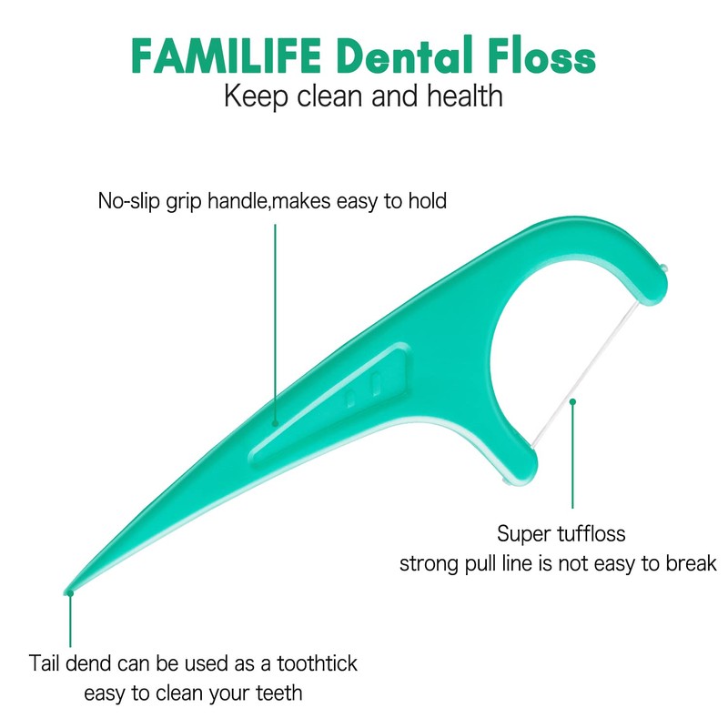 FAMILIFE Floss Picks, 240 Count Mint Dental Floss Cleaner, Tooth