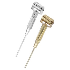 2 Pcs Facial Massage Roller, Acupuncture Detector Facial Ear Acupoints Spring Needle Massage Roller for Daily Facial Care (Gold+Silver)