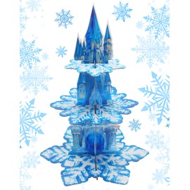 Anvin 3-Tier Snowflake Cupcake Stand Tower Cardboard Cupcakes Tier Stand Holder for Dessert Display Birthday Party Decoration Tea Party Supplies Party Centerpiece Decor Baby Shower (Snowflake)