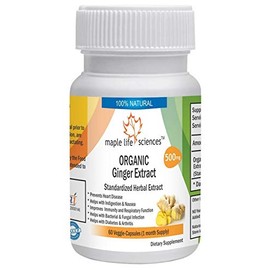 ORGANIC Ginger Extract - 60 Vegan Capsules (Zingiber Officinale) - 500mg