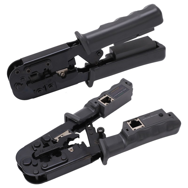 Ratcheting Modular Data Cable Crimper Wire Stripper Cutter 4P 6P