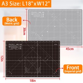 Cutting Mat A3 around 12" x 18", Self Healing cutting mat Double Sided 5-Ply Cutting Mats for Crafts, Fabric, Sewing, Quilting, Workbench, Scrapbooking, Projects, Black/Gray -Shiny Merry