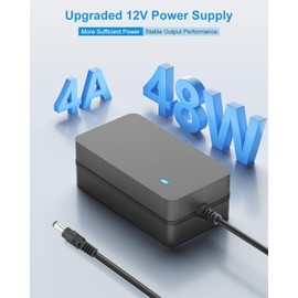 ALITOVE 12V 4A Power Supply AC/DC Adapter 100~240V 50-60hz to 12V Power Cord Transformer 4 Amp 3A AC to DC Converter 6.2FT with 14 Tips for LED Strip Light CCTV Security Camera PC Monitor Router