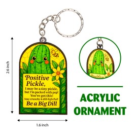 Rusaten Keychain Pickle, Inspirational Gifts For Women Men, Positive Pickle Gifts For Women, Birthday Valentine Emotional Support Gift For Teacher, Mom, Dad, Daughter, Friend, Coworker