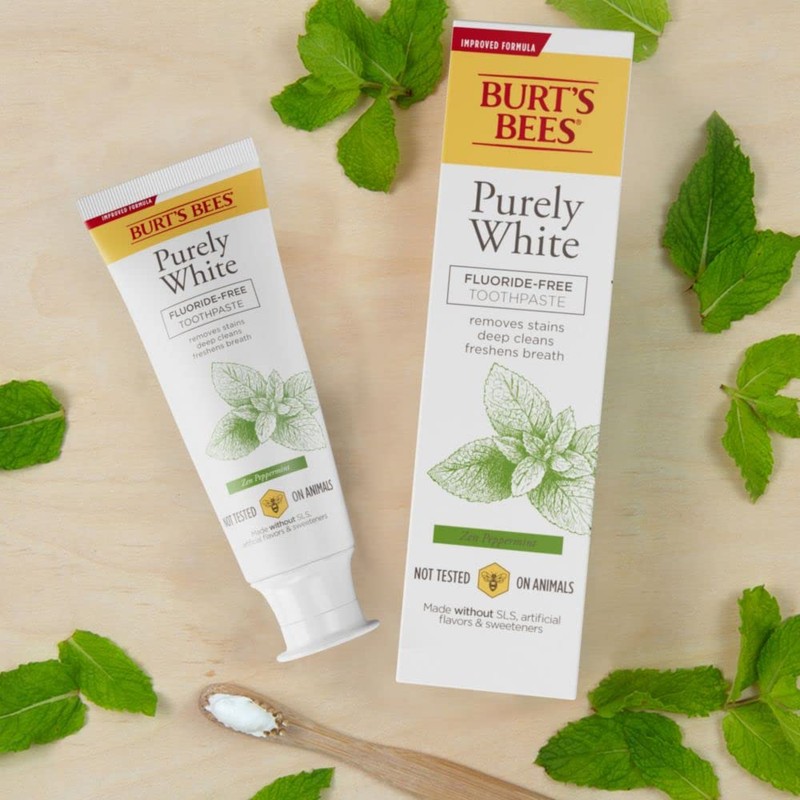 Burt's Bees Toothpaste, Natural Flavor, Fluoride-Free, Purely White, Zen Peppermint,