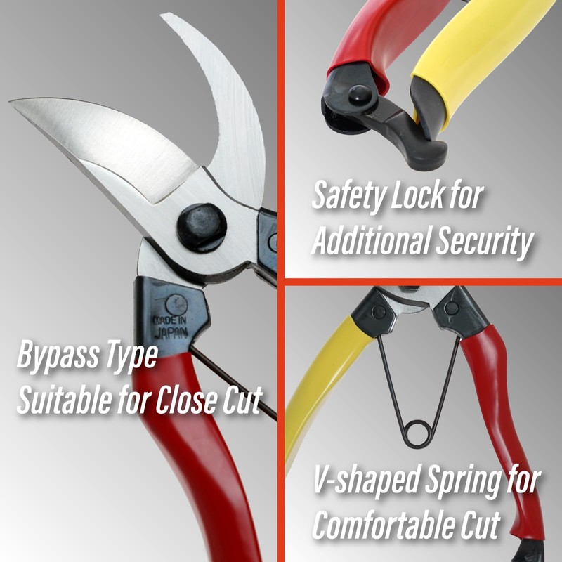 SUIZAN Bypass Pruning Shears 8” - Professional Japanese Hand Pruners