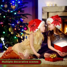 Aliji 20pcs Red Bows for Christmas Tree,4.7 X 5.9inch Mini Christmas Craft Bows Foam Christmas Bows Small with Sequin Bows Ornaments for Tree Home Christmas Party(Red)