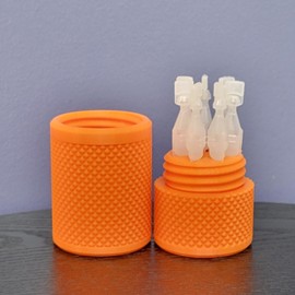 Eye Drop Vials Holder & Storage Case - Securely Store Seven (7) Single-Use Vials - Screw-On Lid, Knurled Pattern - Keep Vials Safe & Organized to Keep Track of Your Daily Usage (Orange)
