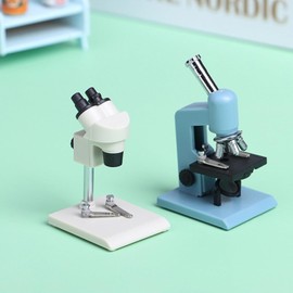 Blue Miniature Microscope, Plastic Dollhouse Mini Laboratory Tool for Dollhouse Science STEM Scene, Experiment Scene Doll House Kit for 1:12 Scale Dollhouse Dollhouse Accessories
