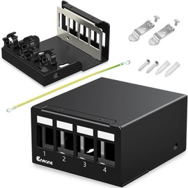 Enmane 4 Port Patch Panel Blank Keystone Patch Panel UTP&STP Compatible with LC/SC/ST/FC/USB/HDMI Keystone Jack for Desk Mount Home Ethernet Termination Box