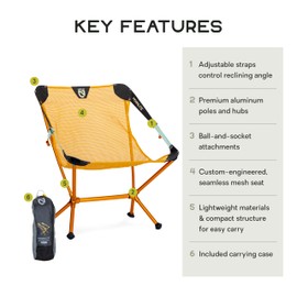NEMO Equipment Moonlite Reclining Camp Chair - One Size - Mango/Frost