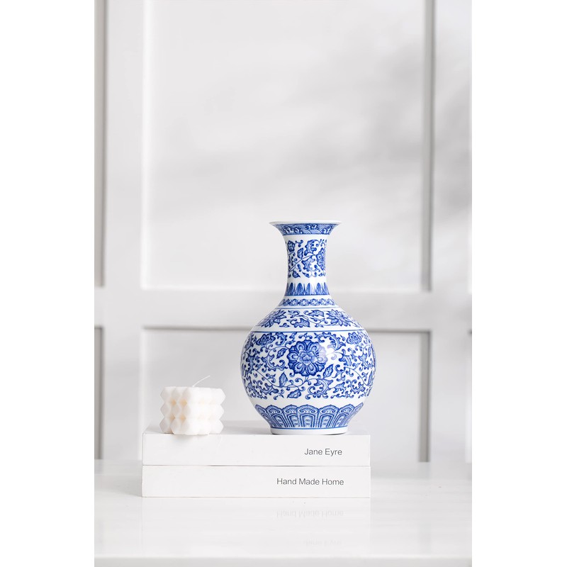 Blue and White Vase, Blue Vases Home Décor, Chinoiserie Vase,