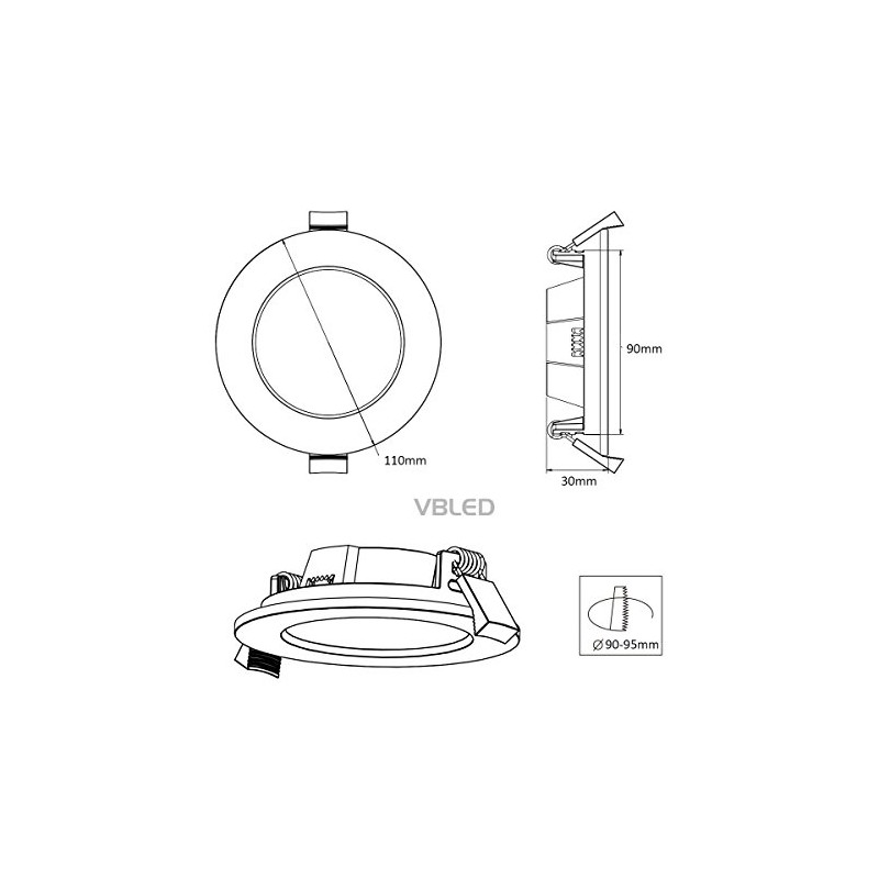 VBLED® 7 W LED Recessed Ceiling Light Extra Flat 30