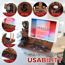 Gifts for Men, Wooden Phone Docking Station, Watches, Wallets, Bedside Organiser Gift Husband, Gift for Him, Father, Brother, Christmas, Anniversary, Birthday Gift for Men, Dad Gifts