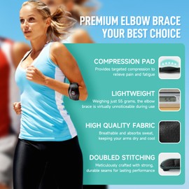 Domaste Tennis Elbow Brace for Women & Men, Adjustable Golfer Elbow Strap with Compression Pad, Fits 9"-23"(Black, 2 Pack)