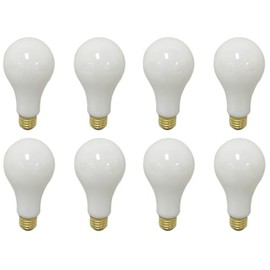 Royal Designs, Inc. 3 Way 100 150 250 Watts Incandescent A19 Light Bulb, E26 Medium Brass Base, Soft White, Set of 8, LB-1006-8
