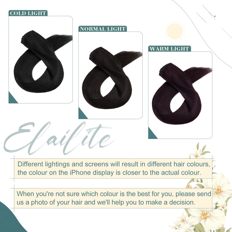 Elailite Bayalage Clip-In Real Hair Extensions, 8-Piece Set, 18 Clips,