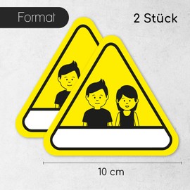 2 reflective children's finder stickers, fire brigade, 10 cm, yellow, sticker for door, hin789
