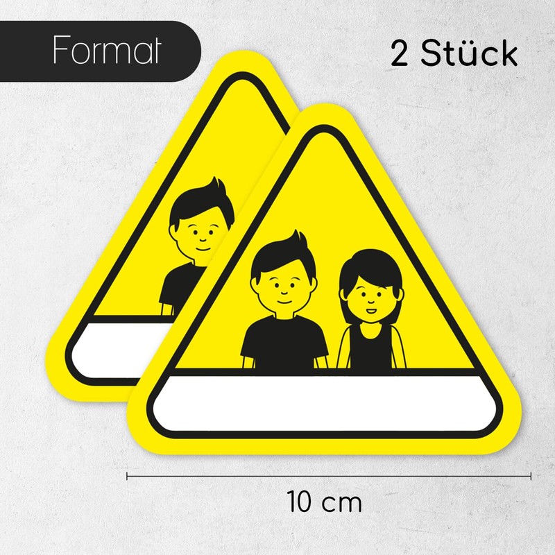 2 reflective children's finder stickers, fire brigade, 10 cm, yellow,