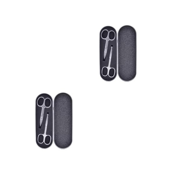 VALICLUD 4pcs Stainless Steel Eyebrow Scissors Nose Hair Trimmer Set