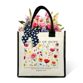Christian Shoulder Beach Bag, The God Of Hope Canvas Tote Bag, Inspirational Gifts For Women, Bible Verse Wildflower Shopping Bag, Birthday Christmas Motivational Gifts For Friends -41