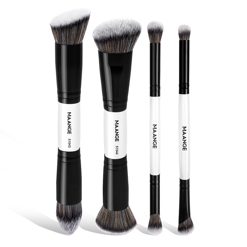 MAANGE Set de 4 Brochas de Maquillaje de Doble Punta