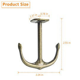 BAMI-LEE House Anchor Shape Zinc Alloy Double Prong Ceiling Hooks, 4-Pack Under Shelf Coat Hooks Hanging Towel Robe Clothes Cap Bathroom Kitchen Cabinet Garage Use (Bronze)