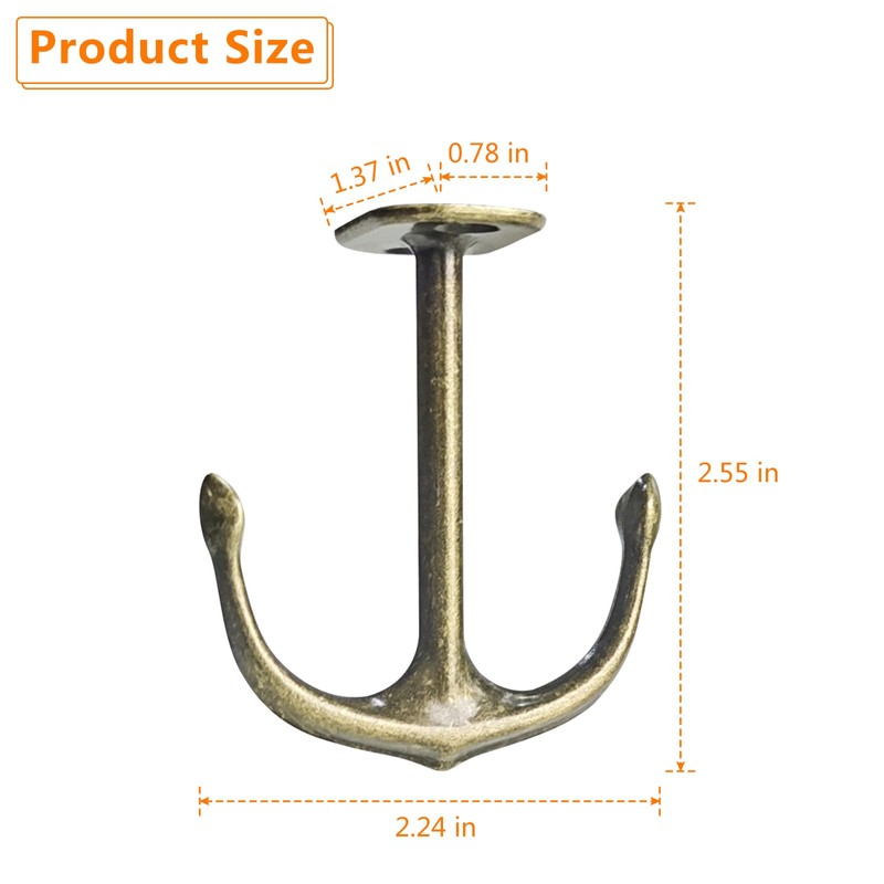BAMI-LEE House Anchor Shape Zinc Alloy Double Prong Ceiling Hooks,