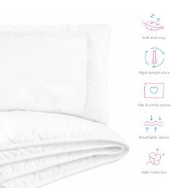 Baby Comfort Toddler Cot Bed Duvet & Flat Pillow Filling Set 135x100 cm All Seasonal White Bear Design