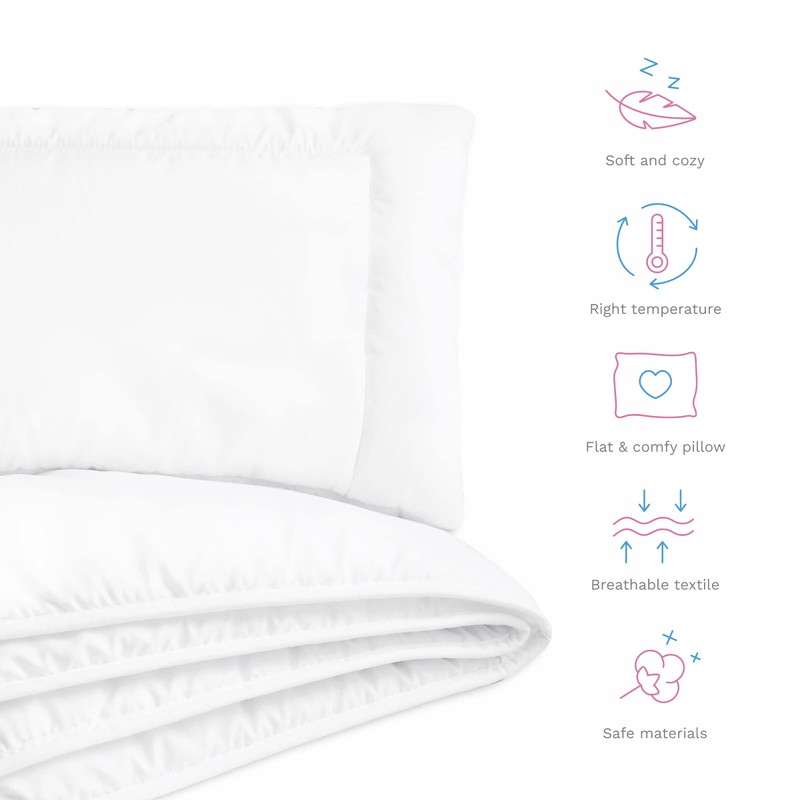 Baby Comfort Toddler Cot Bed Duvet & Flat Pillow Filling