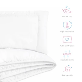 Baby Comfort Toddler Cot Bed Duvet & Flat Pillow Filling Set 135x100 cm All Seasonal White Bear Design