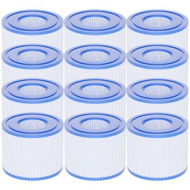 AQUALTRA Hot Tub Filters, Type VI Spa Filters, Inflatable Hot Tub Filters Cartridge Compatible with Bestway, Lay-Z Spa, Intex, Coleman SaluSpa 90352E 58323E 58323 58324 90427E 4.2 x 3.1 Inches 12 Pack